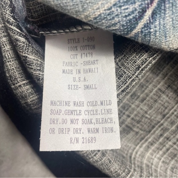 Vtg 60s Iolani Hawaiian Shirt Single Stitch Shoulder Pad Mens Small Black Floral - Picture 5 of 7